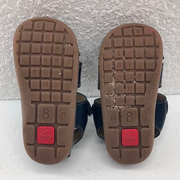 See Kai Run Blue Leather Jude IV Hook Loop Adjustable Fisherman Sandals Shoes - Picture 8 of 10